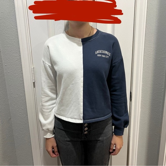 Abercrombie Kids Split Design Sweatshirt - White and Blue - Picture 6 of 8